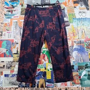Skies Are Blue Floral Print Wide Leg Cropped Pants Ladies Trousers Size XL